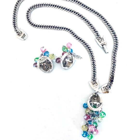 Vintage Tulip Crystal Bead Necklace earrings Demi set RARE - Picture 6 of 8